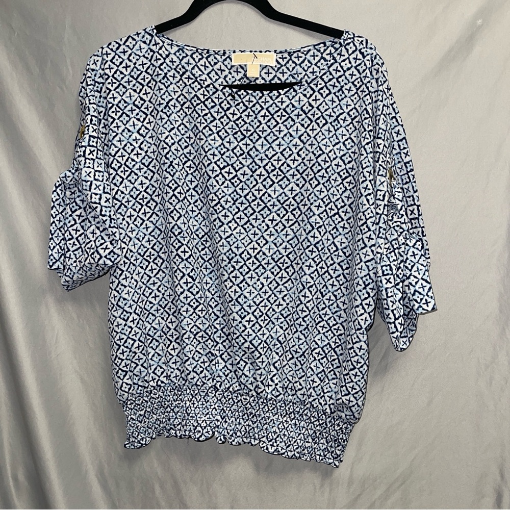 MICHAEL Michael Kors Navy and White Geometric Blouse